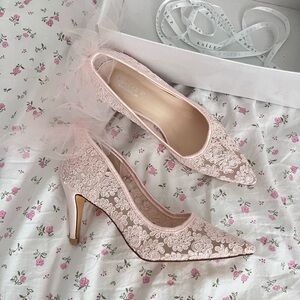 Elegant Pink Lace Heels